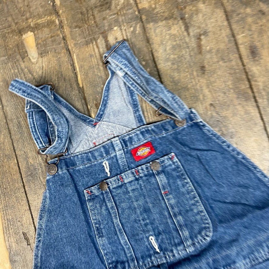 Dickies Dungarees Denim Y2K Carpenter Workwear Overalls, Washed Blue, 38" image 2