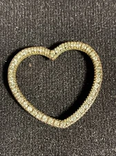 925 Sterling Silver C Z Open Heart Slide Pendant Signed JJT 1.25” Gold Overlay