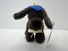 Russ Berrie Dexter Brown Dog Blue Ribbon Graduation Cap Diploma Plush 5"