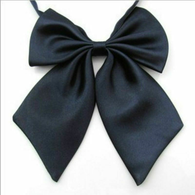 2X Women Satin Silky Plain Bowknot Formal Work Uniform Bow Tie Necktie Accessory
