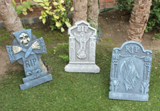 Set of 3 Reusable Realistic 21" Asst. Halloween Foam Tombstones, Haunted House