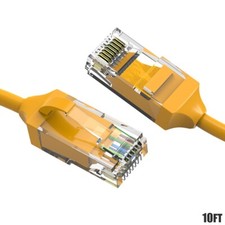 10FT CAT6 RJ45 Slim Ethernet LAN Network Cable Cord UTP Copper Wire 28AWG Yellow