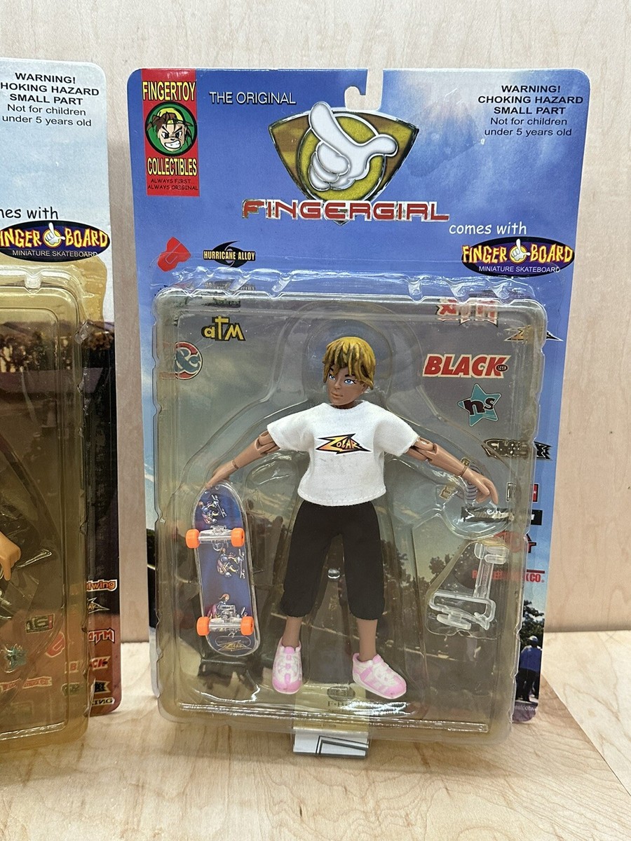 Fingertoy Finger Boy フィギュア スケートボード付き Rare Vintage FingerToy Finger Boy Figure Girl Skateboard