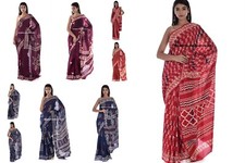 Neuf Coton Sari Imprimé Main Bloc Coton Souple Malmal Sari Pour Femme Indien