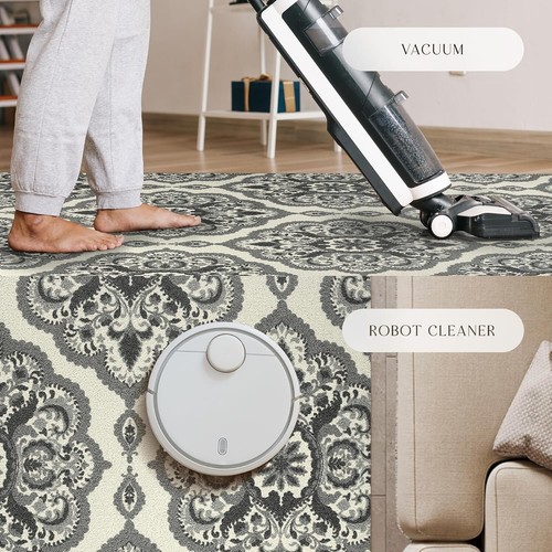 Stylish Grey Medallion Runner Rug for Hallway & Kitchen - 2' x 9' Washable - Picture 10 of 10