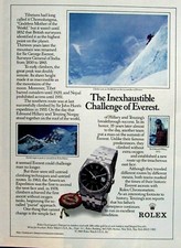  Rolex Sir Edmund Hillary Mt Everest 1989 Vintage Original Print Ad 8.5 x 11