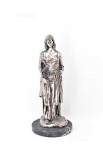 Oggetto Soprammobile La Dama Color Argento Base Marmo H 34 Cm