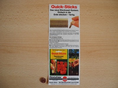 Reklame Werbeanzeige Quick-Stick Stecksaat-System Sperli-Samen Solingen Lüneburg