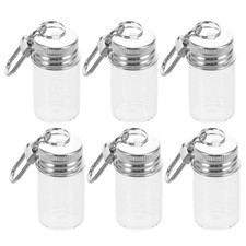 6pcs Mini Glass Bottles with Lid - 10ml/0.34oz Keychain Seasoning Jar - Glass