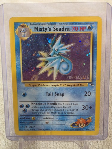Misty's Seadra 9/132 - Gym Heroes PRERELEASE Stamp Holo Pokemon Card