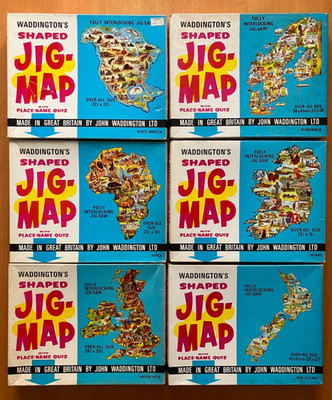 6 Waddington's Shaped Jig-Maps Vintage