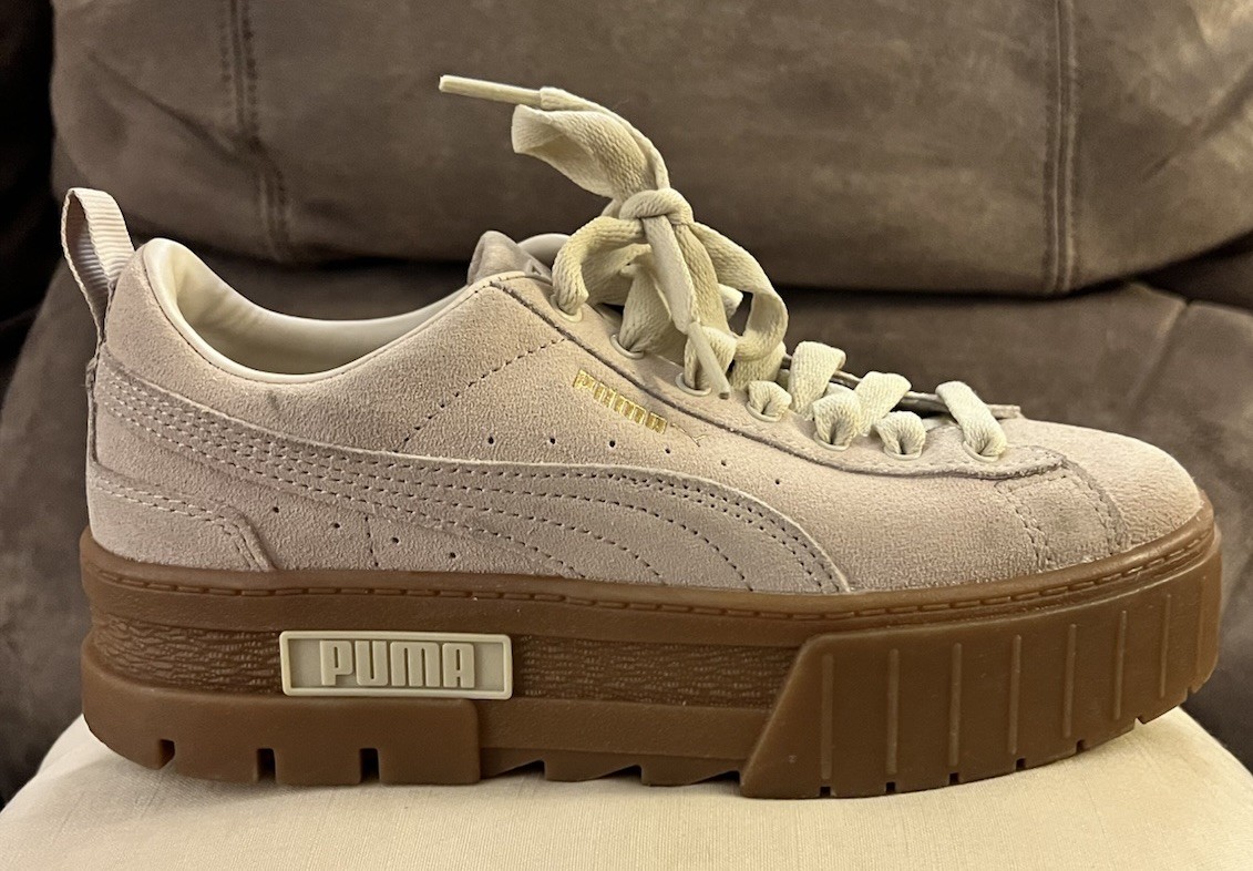 SAOLA Scarpe casual Puma Mayze platform beige scamosciate suola gomma taglia donna 6 5
