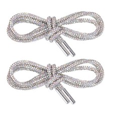 2pcs Rhinestone Shoe Laces 47" Length for Shorts Sneakers Multi Colored