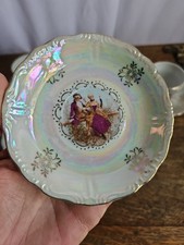 JAPAN 12 Piece Tea Set 6 Cups  6 Sauces, Porcelain Iridescent Multicolored Vtg.