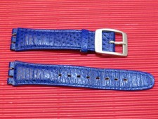 2nd HAND : ORIGINAL Swatch LEDER Armband 17mm BLAU mit IRONY-alu Schließe
