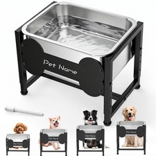 Elevated Dog Bowl, 2.4 Gallon Adjustable Stainless Steel Water Bowl for Large...