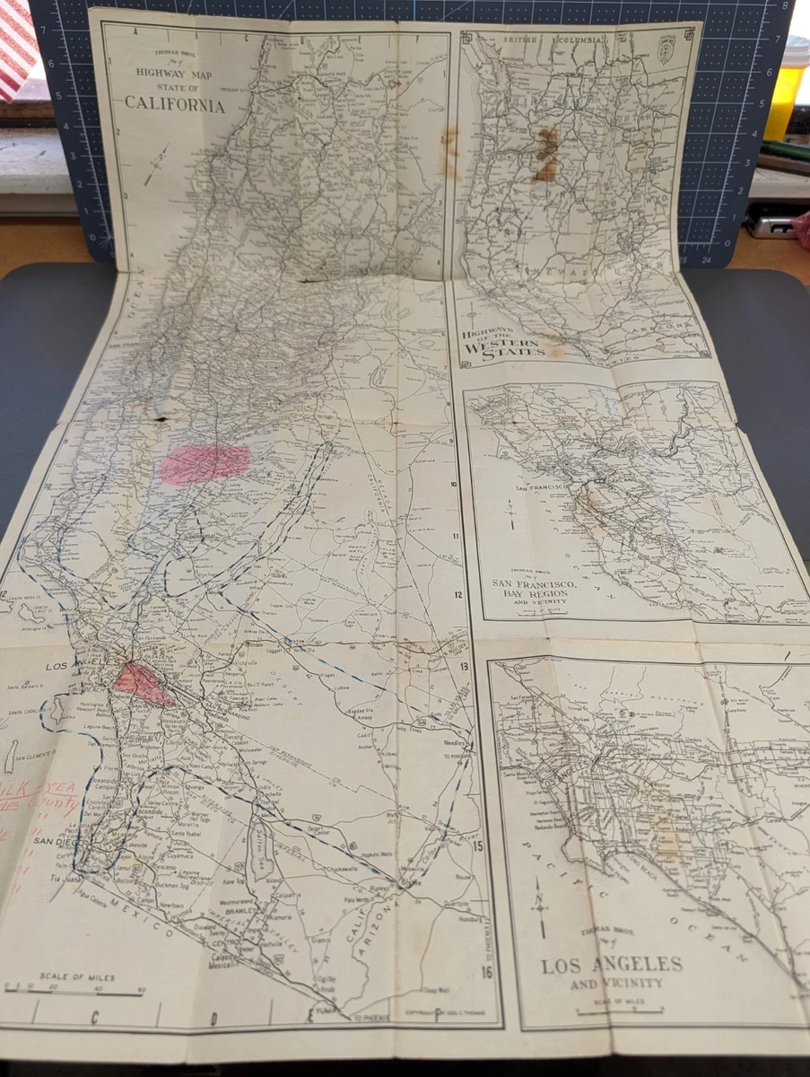 25+ Thomas Bros Map In Collectible United States Maps for sale