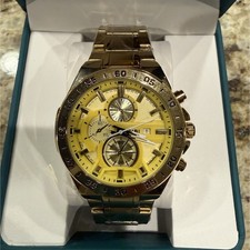 BIBI Men's Gold Tone Analog Chronograph Date Bracelet Watch w/ Box