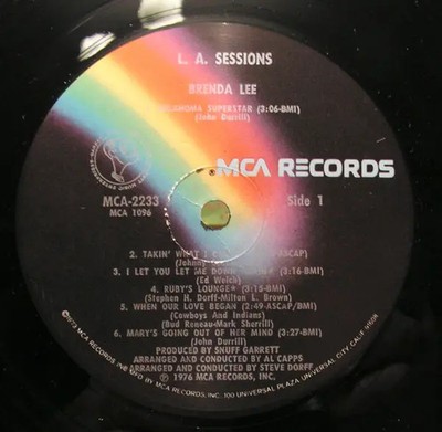 Brenda Lee L.A. Sessions MCA Records Vinyl LP