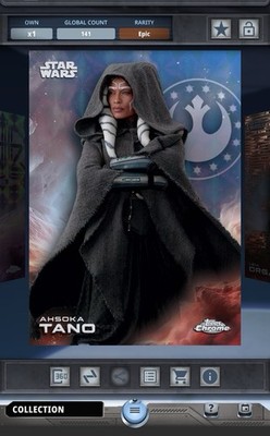 Star Wars Card Trader Topps Chrome 2025 Ahsoka Tano Blue 150cc Epic