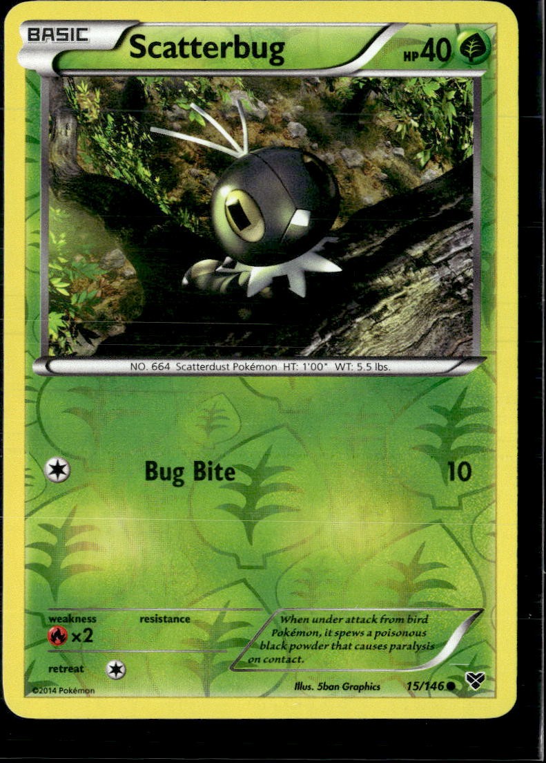 Pokemon Scatterbug 15/146 XY Base Set Reverse Holo Common  LP