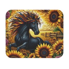 Country Western Elegant Horse and Sunflower Mouse Pad, Cowgirl Horse Gamer Pad