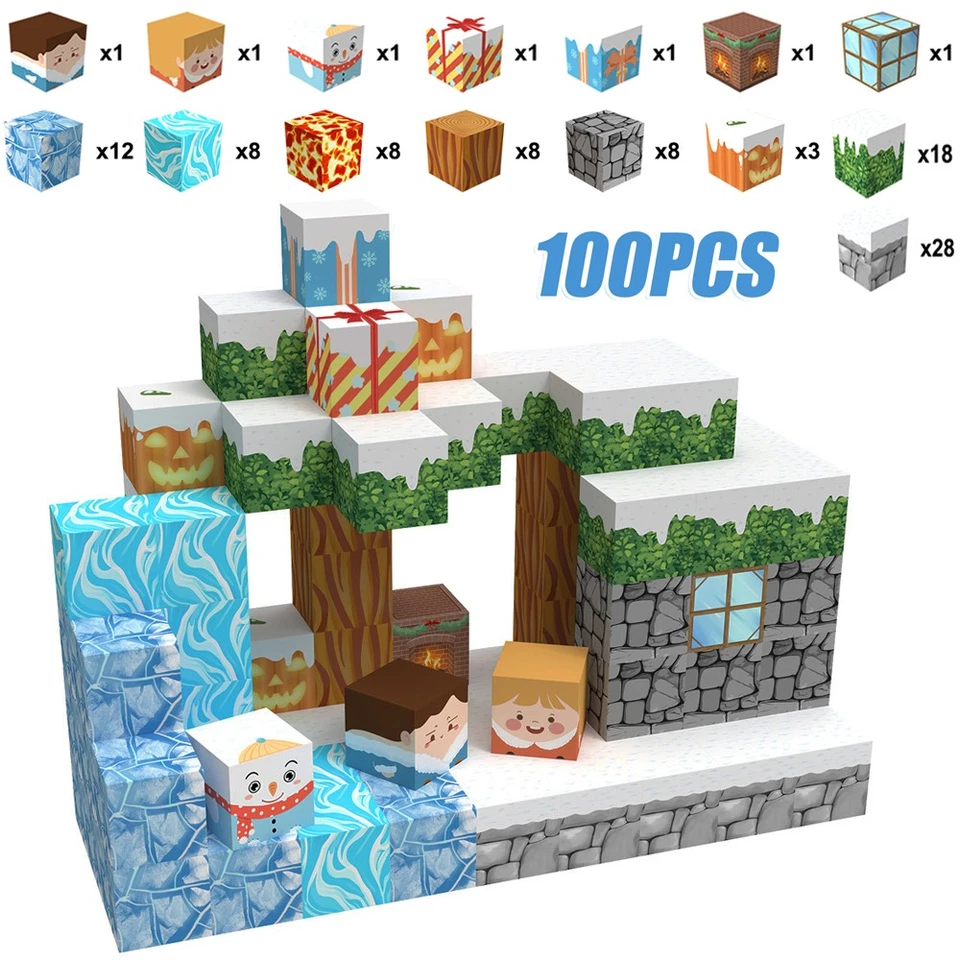 300pcs DIY Magnetic Building Blocks Snow world Stacking Kids Toys For Ages 3+ - Image 2 of 4