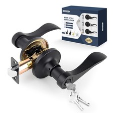 Wave Style Door Lever Keyed Entry Door Handle with Lock, Entrance Lever Rever...