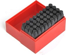 36pc 3/8" Steel Metal Punch Letter  Number Stamp Stamping Set with Plastic Case