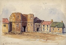 H. B. Garling - Watercolour Painting - Gateway Alnwick Northumberland c1843
