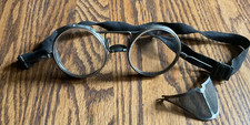Antique Industrial Aviator Goggles Wire Mesh Side Shields Elastic Strap