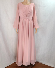 New Mother of the Bride 8 Dusty Rose Chiffon Long Long Sleeve Maxi Dress