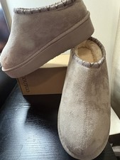 Pawz Women's Suede Lined Slip-On Slippers Beige Round Toe US 8