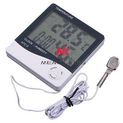 HTC-2 Digital LCD Temperature Thermometer Hygrometer Humidity Meter Clock #md