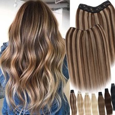 One Piece V-Shaped Clip In Balayage Remy Human Hair Extensions Full Head Thick