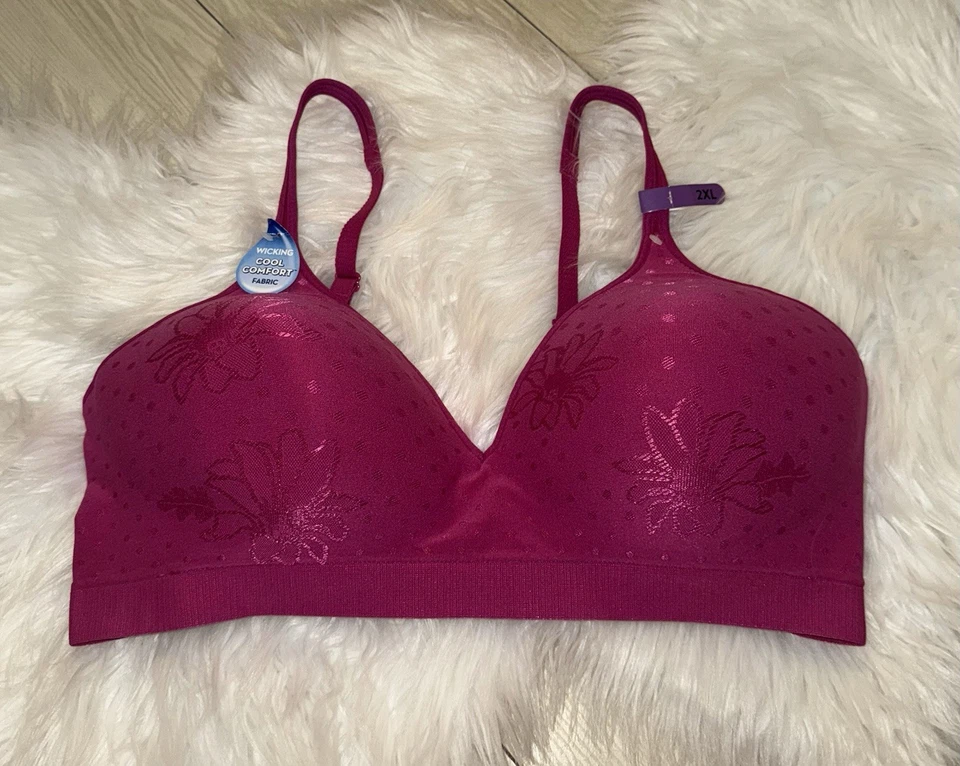 Hanes HU08 Ultimate Perfect Coverage 胸罩舒适圆点 WF 女式 2XL 2XLarge 粉红色 — 第 2/4 张图片