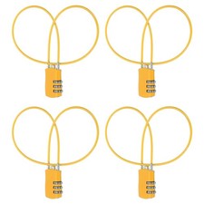 4 Pcs 3 Digit Luggage Cable Combination Lock with 20" Long Cable, Yellow