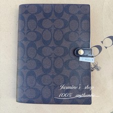 NWT Coach Snap Notebook 222 Walnut Black Signature Canvas/Smooth leather