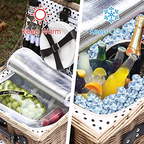 Picnic Basket for 4 Persons with Waterproof Picnic Blanket and Insulated - Bild 6 von 6