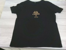 RIVER ISLAND BLACK TSHIRT WITH GOLD FRONT LOGO - SIZE 10 - VERY GOOD CONDITION