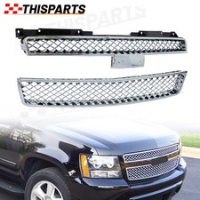 Chrome Grille For Chevy Tahoesuburban Ltz 1500 2500 2007-2013 14 Upper Lower