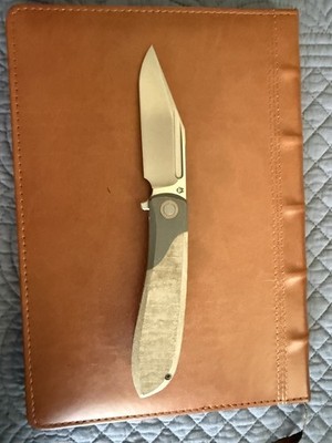 Jack Wolf knives Scuffle S90v/ Green Linen Micarta Bolster Lock Flipper Knife