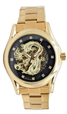 Forsining Herren Automatik Uhr 44mm Edelstahl Dragon Motiv Gold Farben 44mm Neu