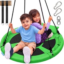 SereneLife Saucer Swing with Tree Hang Kit, 40  Outdoor 40" Saucer, Green