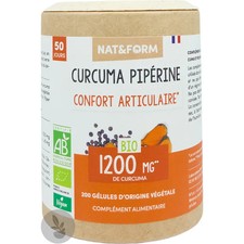Nat & Form Curcuma + Pipérine Bio 200 Gélules Végétales Eco