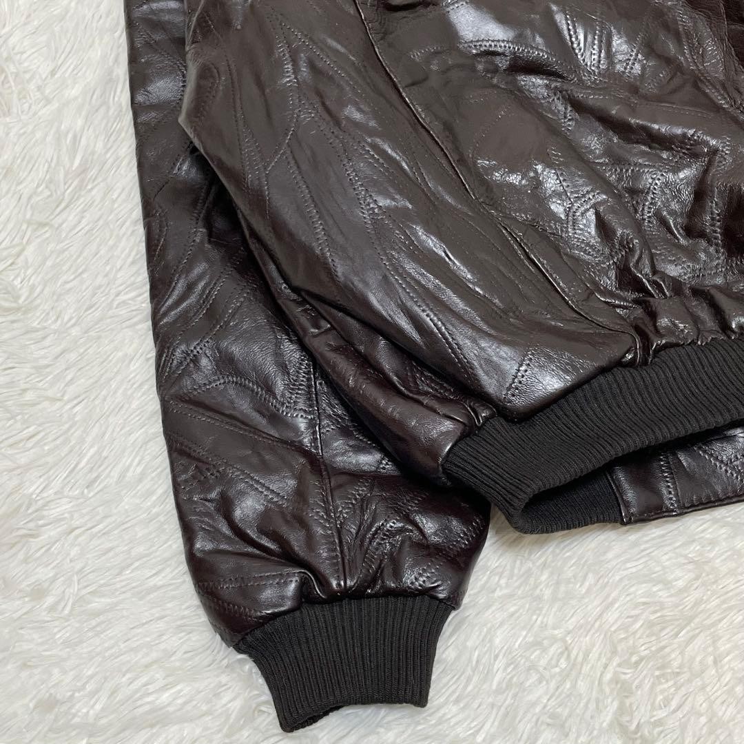 Rare patchwork lamb leather jacket L equivalent M… - image 12