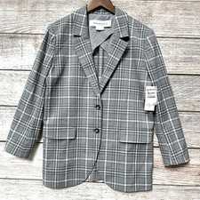 Treasure & Bond Women s Gray Plaid Blazer Jac...