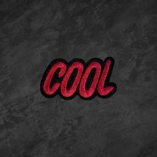 Cool Word Patch Red Black Embroidered Iron On Lettering Text Applique Badge