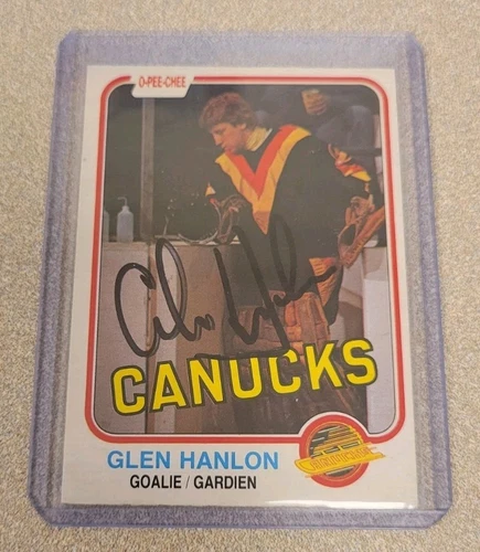 GLEN HANLON SIGNED 1981-82 O-PEE-CHEE OPC HOCKEY CARD #336 TTM AUTOGRAPH AUTO