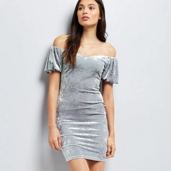 Silver bardot cheap dress